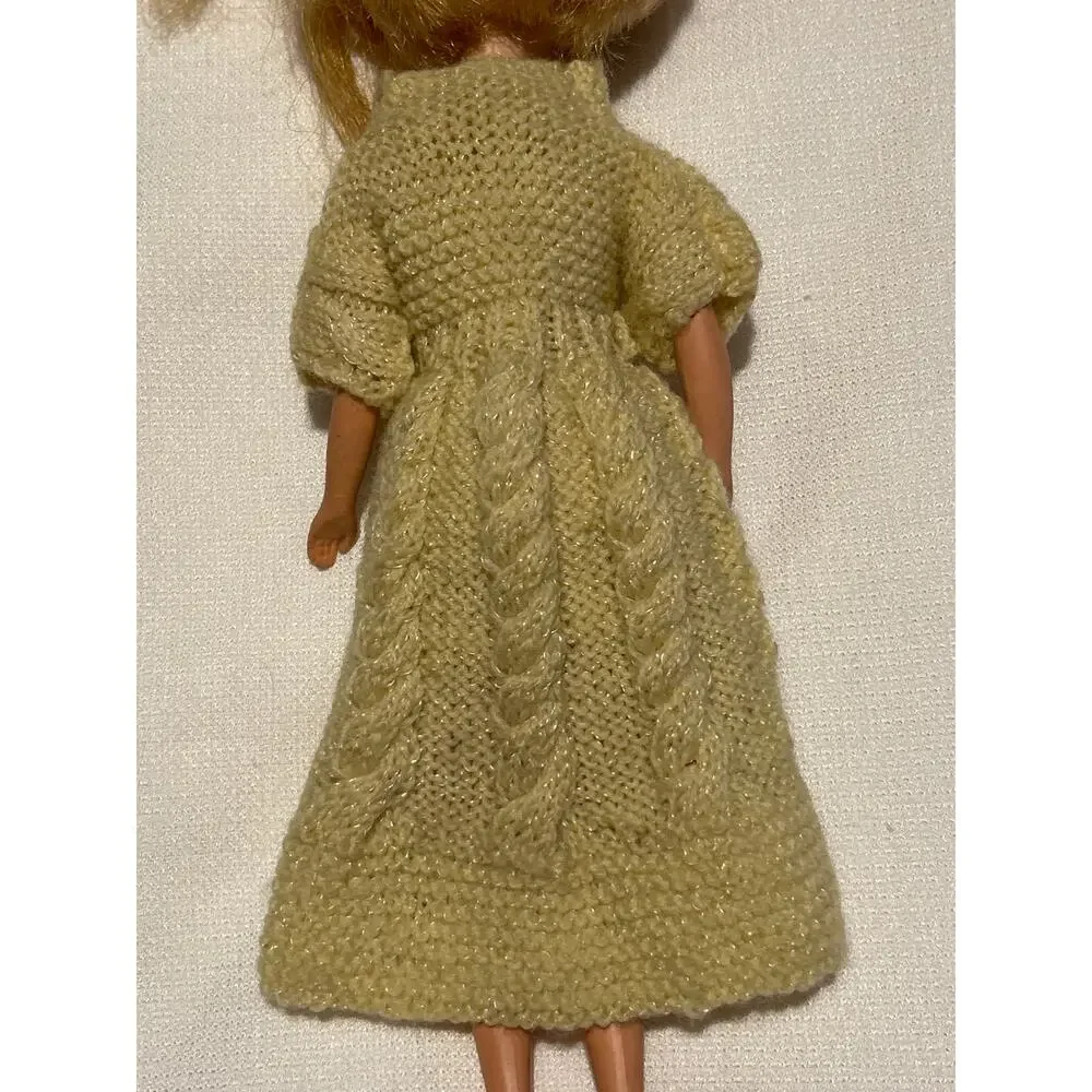 Vtg Doll Sweater Yellow Crochet Fits Tressy 12’, Fashion Dolls Clothes Homemade
